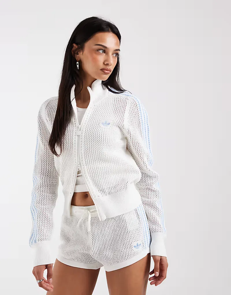 Вязаные крючком шорты Adidas Originals белого и, синий — фото 2