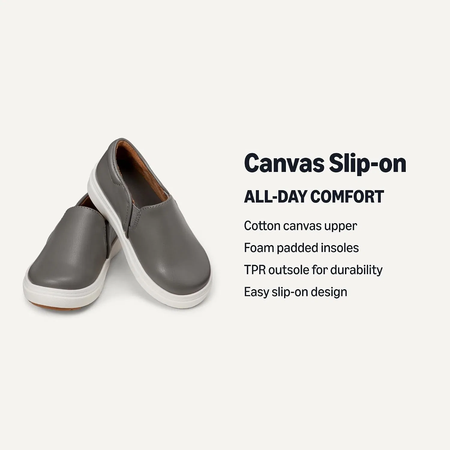 Детские кеды-слипоны из канваса Amazon Essentials, Grey Faux Leather — фото 4