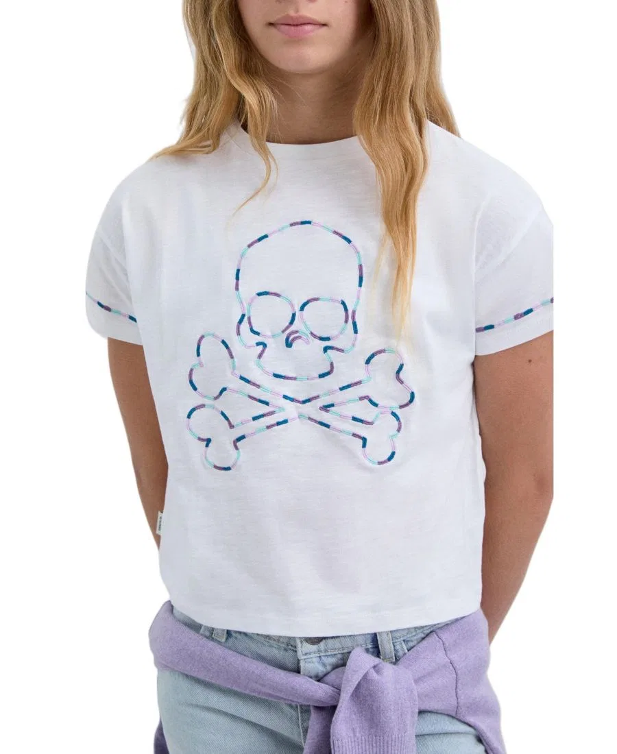 Футболка с вышивкой Embskulltee Scalpers, White — фото 3