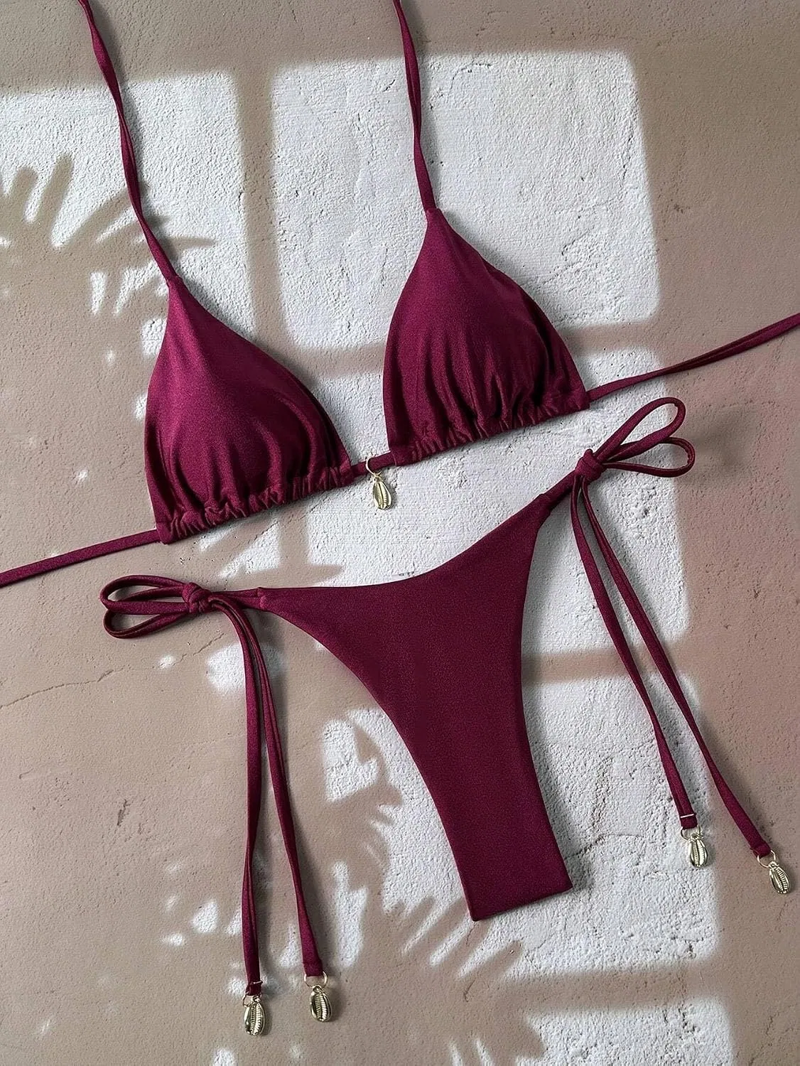 Женский бикини-комплект с высокой талией и галстуком сзади Red Violet — фото 3