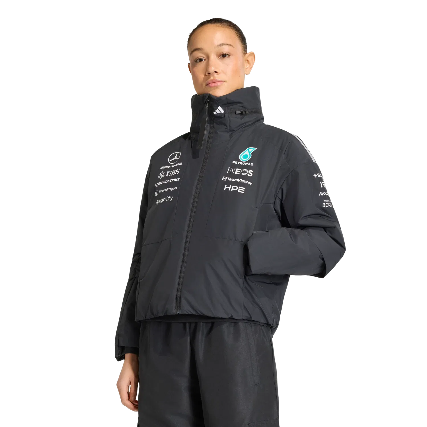 Женская зимняя свободная куртка Adidas, черный — фото 2
