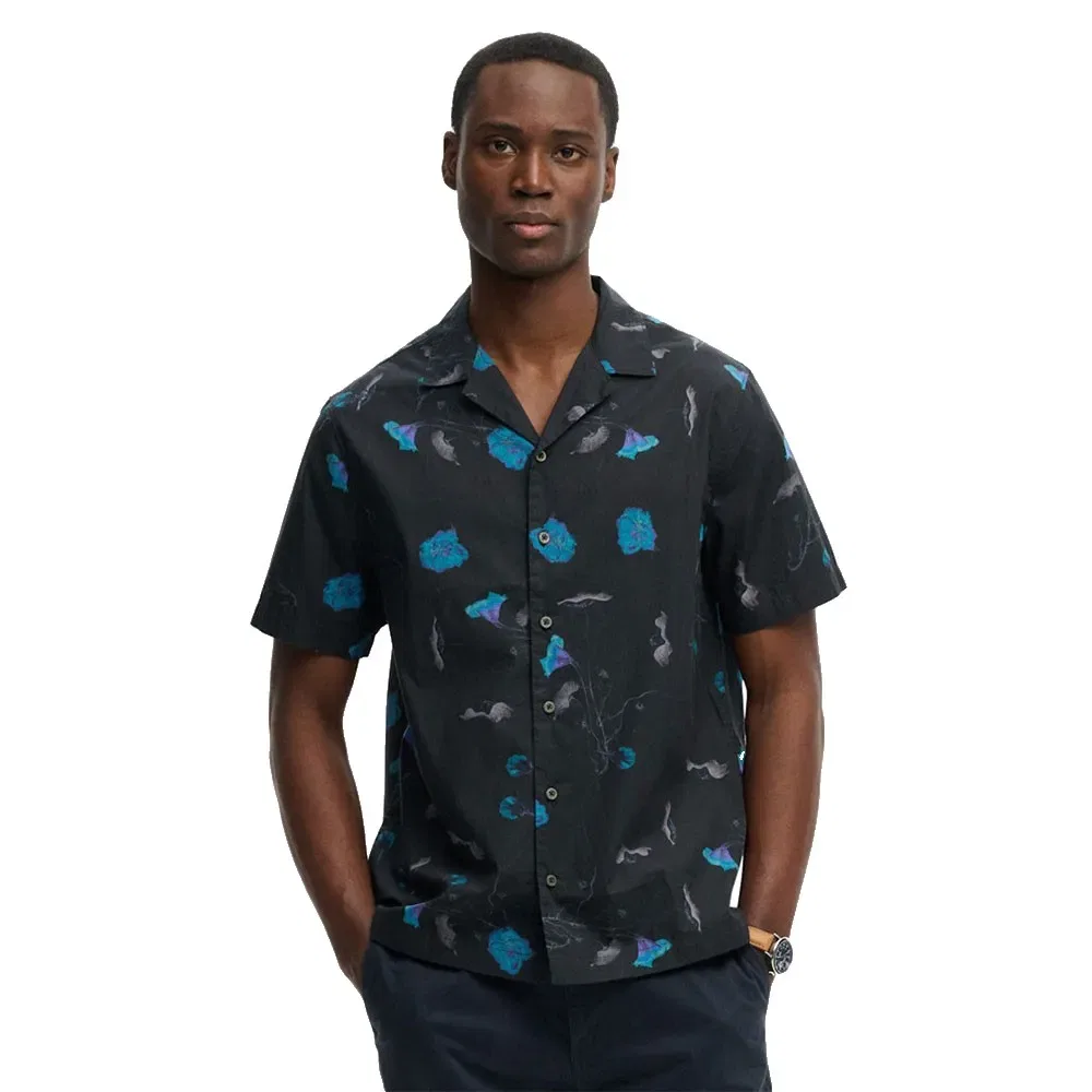 Рубашка с коротким рукавом Cabana Print Superdry, черный