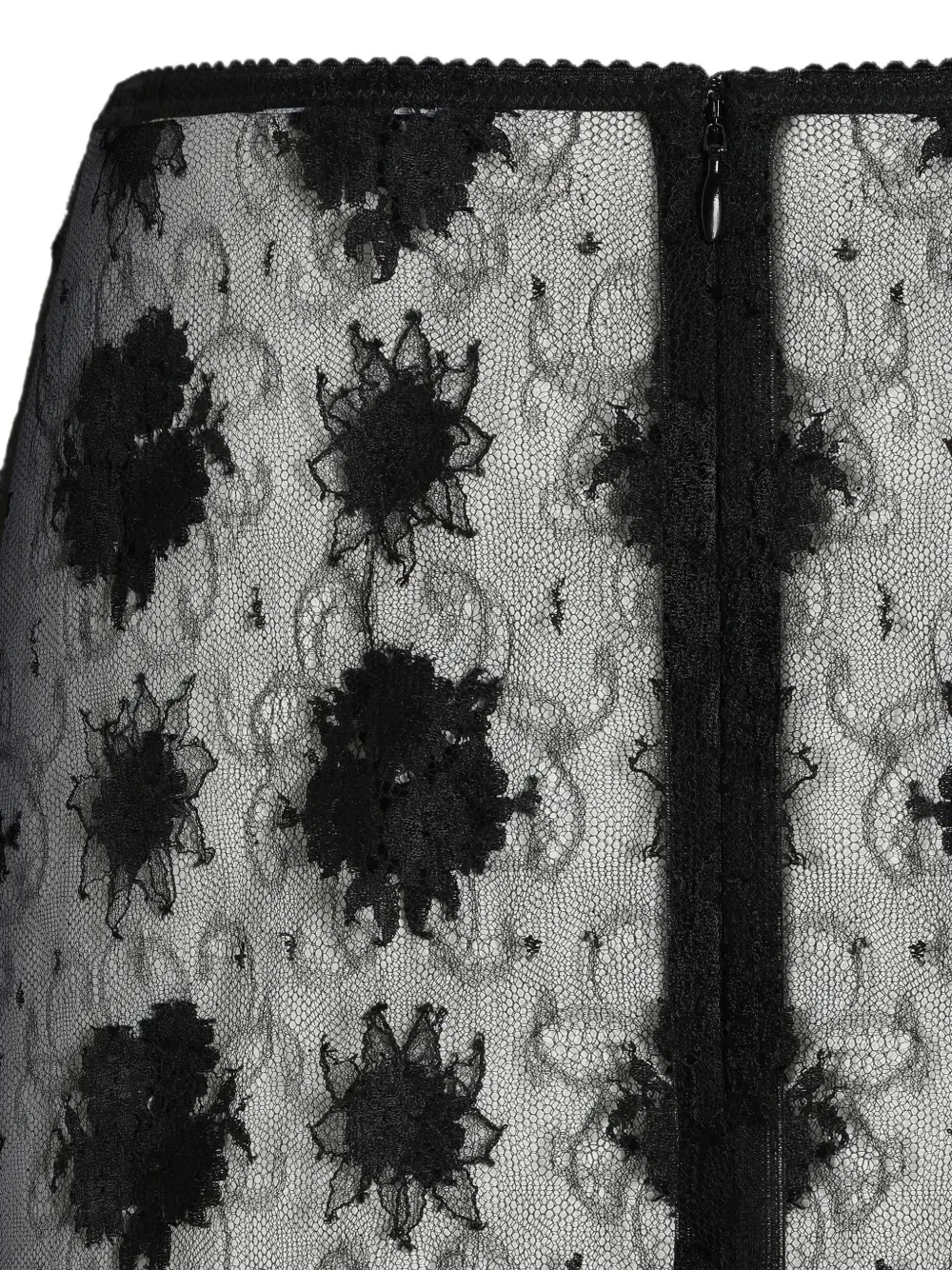 Юбка миди из кружева шантильи DOLCE & GABBANA, черный — фото 4