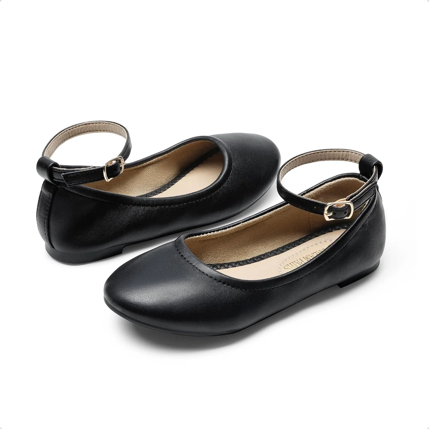 Детские балетки для девочек с ремешком на щиколотке DREAM PAIRS, Black — фото 4