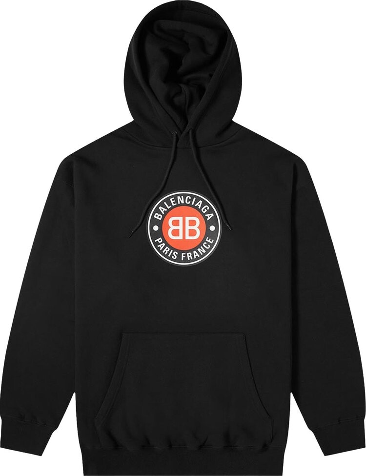 

Худи Balenciaga Logo Printed Hoodie 'Black/Chalky White', черный