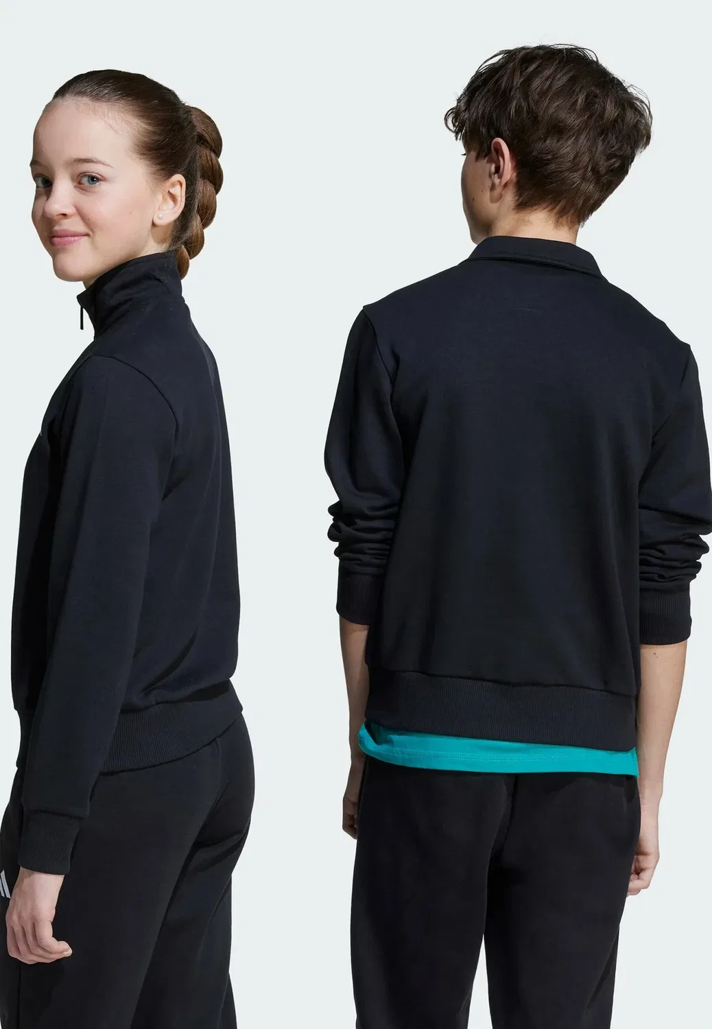 Детская толстовка Essentials с застежкой-молнией до середины груди, унисекс Adidas Sportswear, Black White