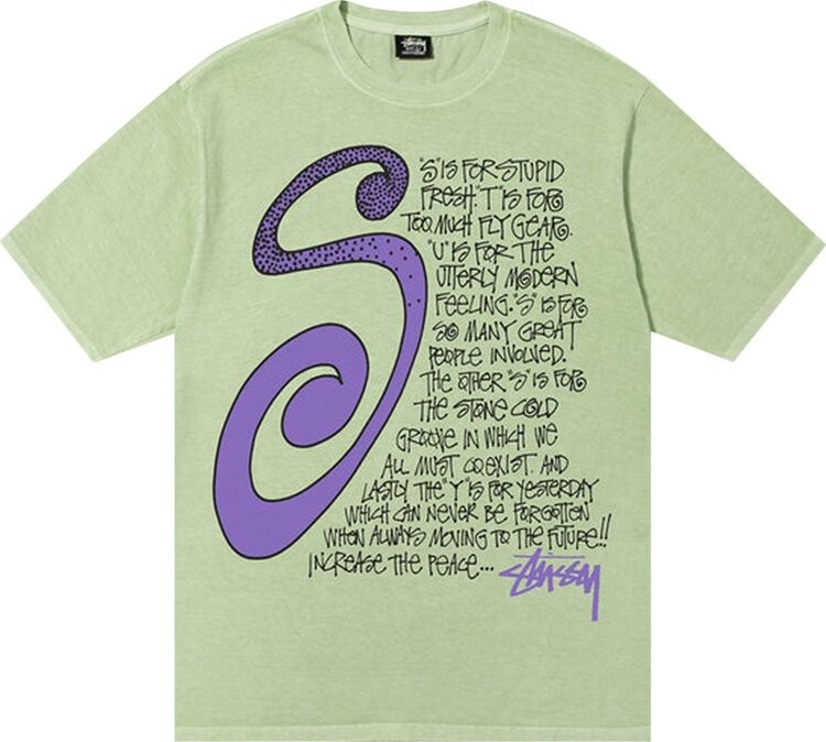

Футболка Stussy S Talk Pigment Dyed Tee 'Sage', зеленый