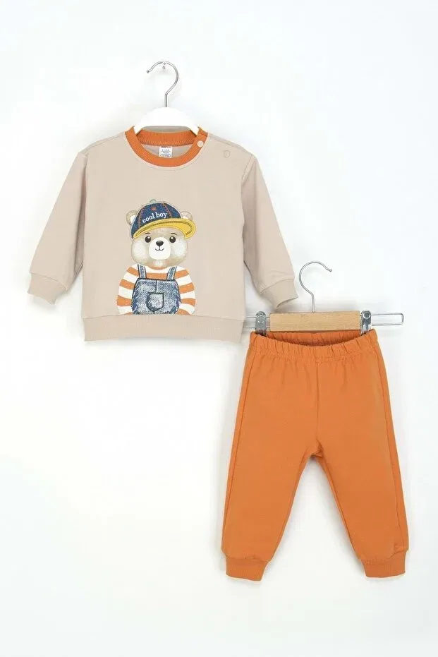 Детский комплект из свитшота и спортивных штанов для мальчиков с принтом Ww Waka Waka Kids Store, Beige — фото 2