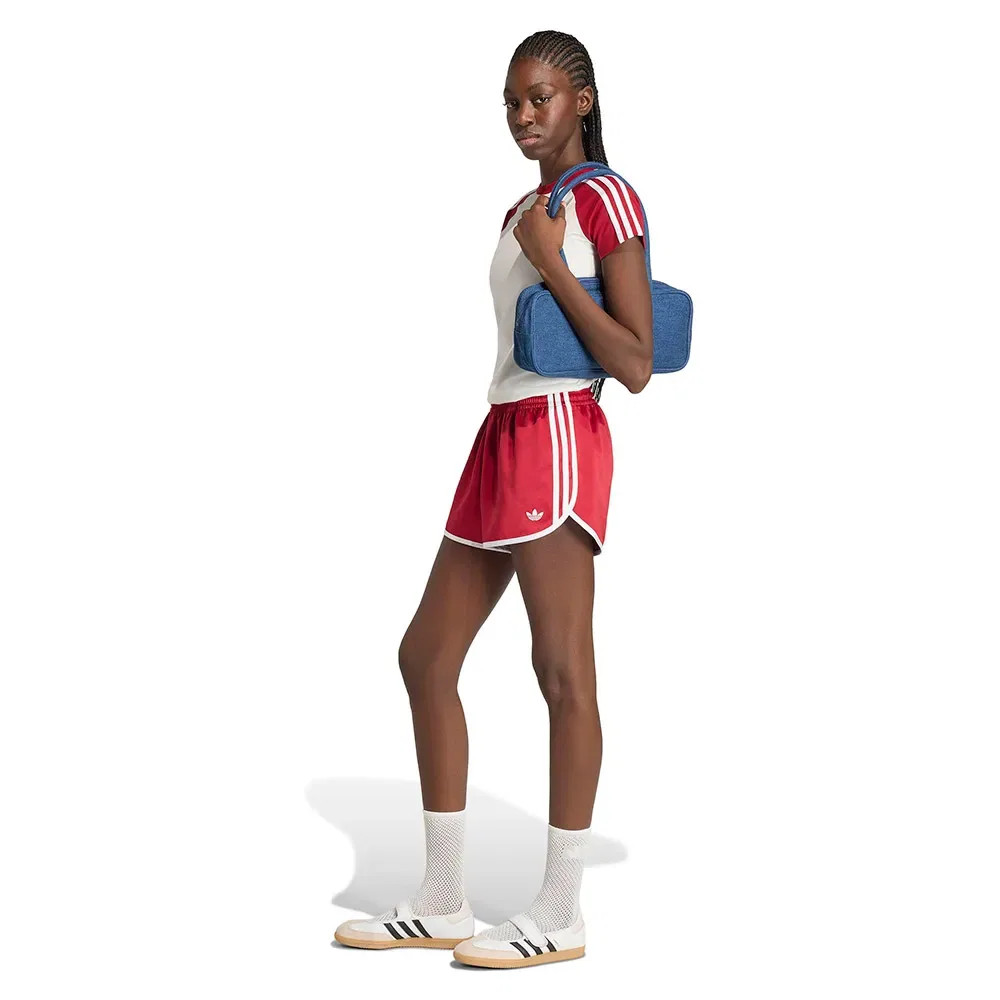Женские шорты из атласа 3 Stripes Sprntr Adidas Originals, Red — фото 4