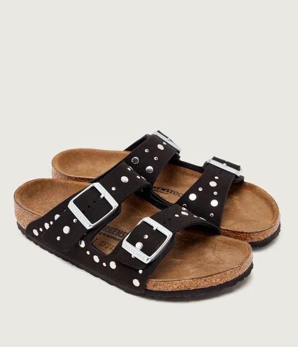 Детские шлепанцы для девочек с заклепками Arizona Rivets Birkenstock, черный — фото 3