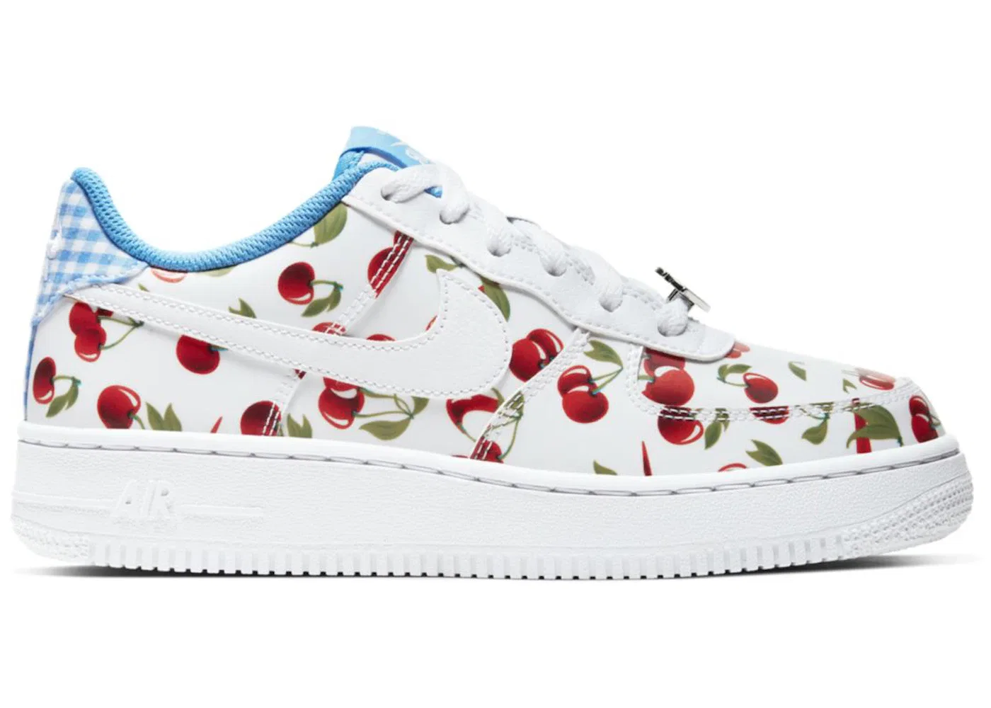 Детские кроссовки для мальчиков с замшей Nike Air Force 1 Low, White/White/University Blue/Track Red