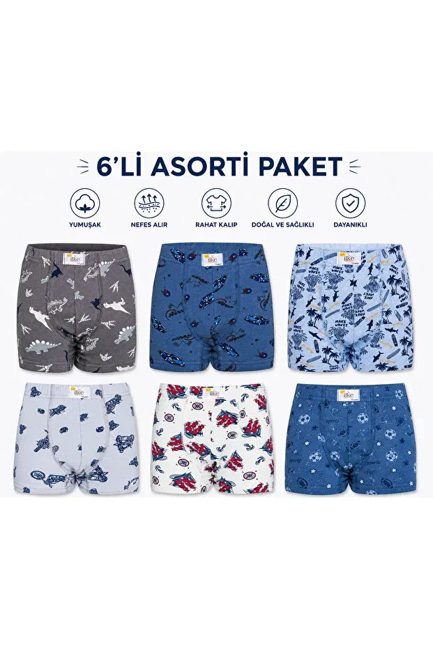 Детские боксеры для мальчиков с принтом 6-шт набор Ilke, Assorted Pack