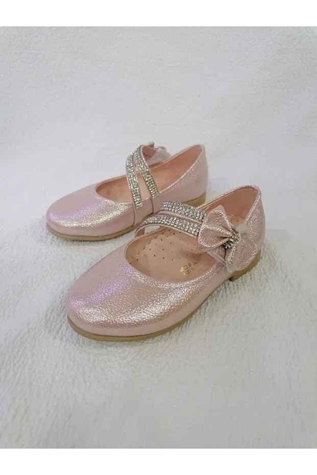 Детские балетки для девочек с блестящими камнями Özgür Kids, Pink Powder