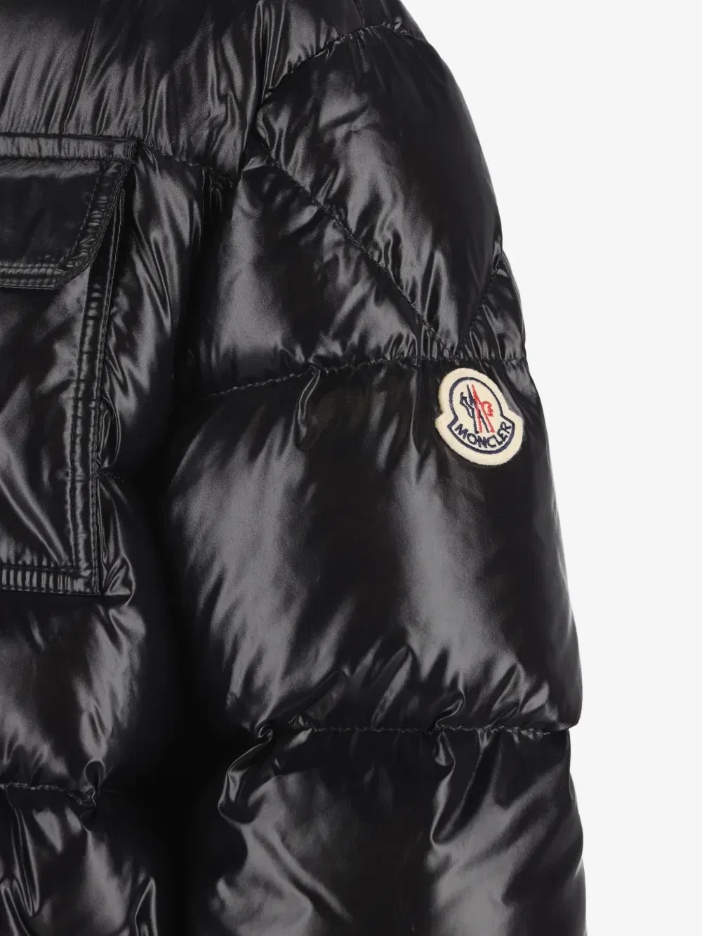 Стеганая пуховая куртка с высоким воротником Moncler Enfant, черный — фото 3