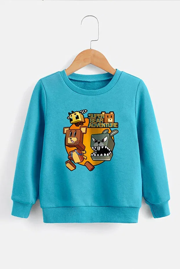 Детские свитшот для мальчиков с принтом Super Bear Game Zeycem Store, Blue