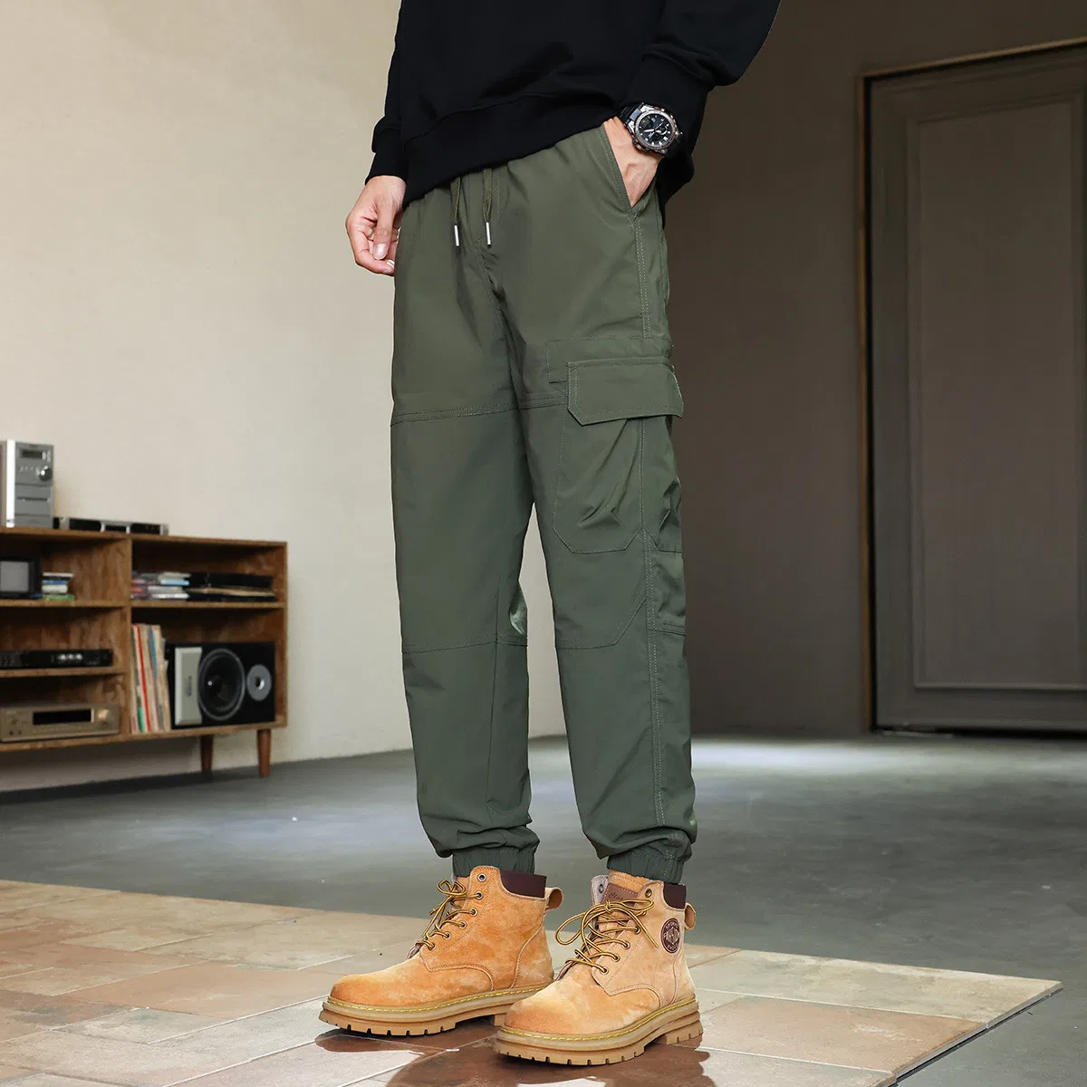 Детские спортивные штаны свободные Tonlion, Army Green — фото 4