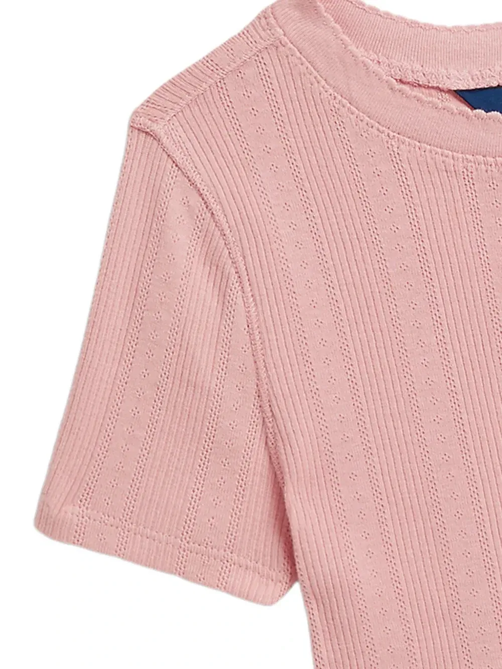 Футболка из трикотажа с узором пуантель Polo Ralph Lauren Kids, розовый — фото 3