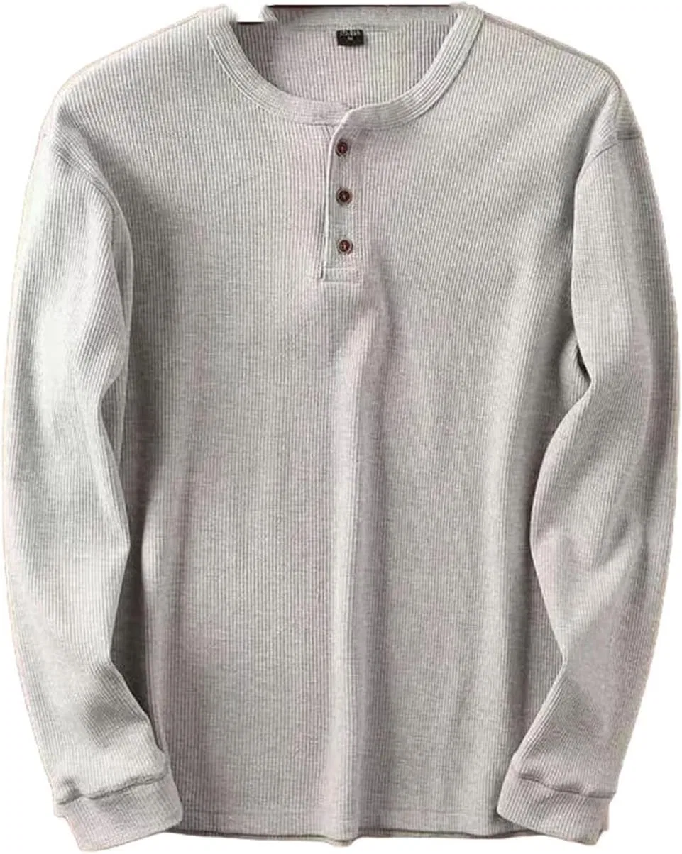 Мужская футболка с длинным рукавом вафельная трикотажная Generic, Gray