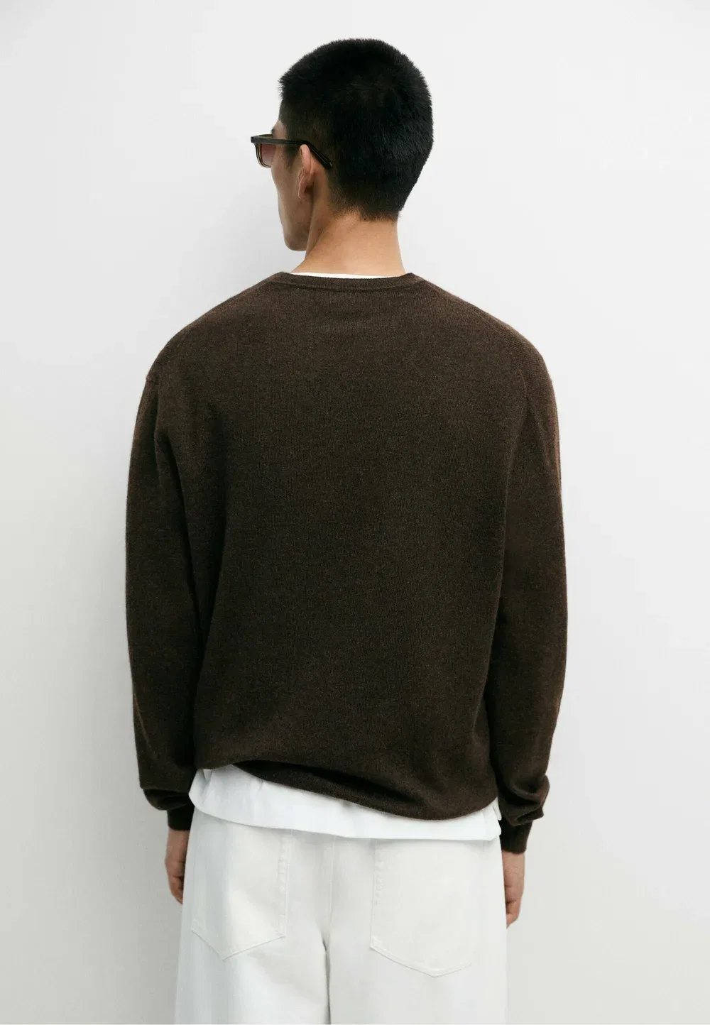 Свитер-Джемпер из 100% кашемира в рубчик Massimo Dutti, Dark Brown — фото 3
