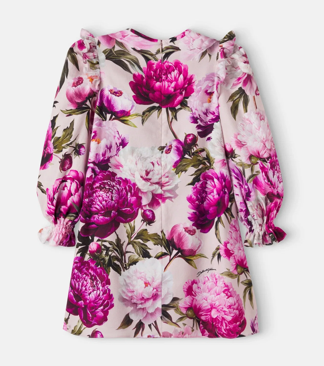Платье хлопковое с цветочным узором Dolce&Gabbana Kids, розовый — фото 3