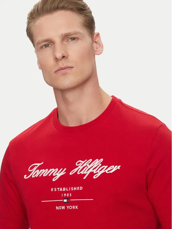 Футболка regular fit Script Logo Tommy Hilfiger, красный — фото 3
