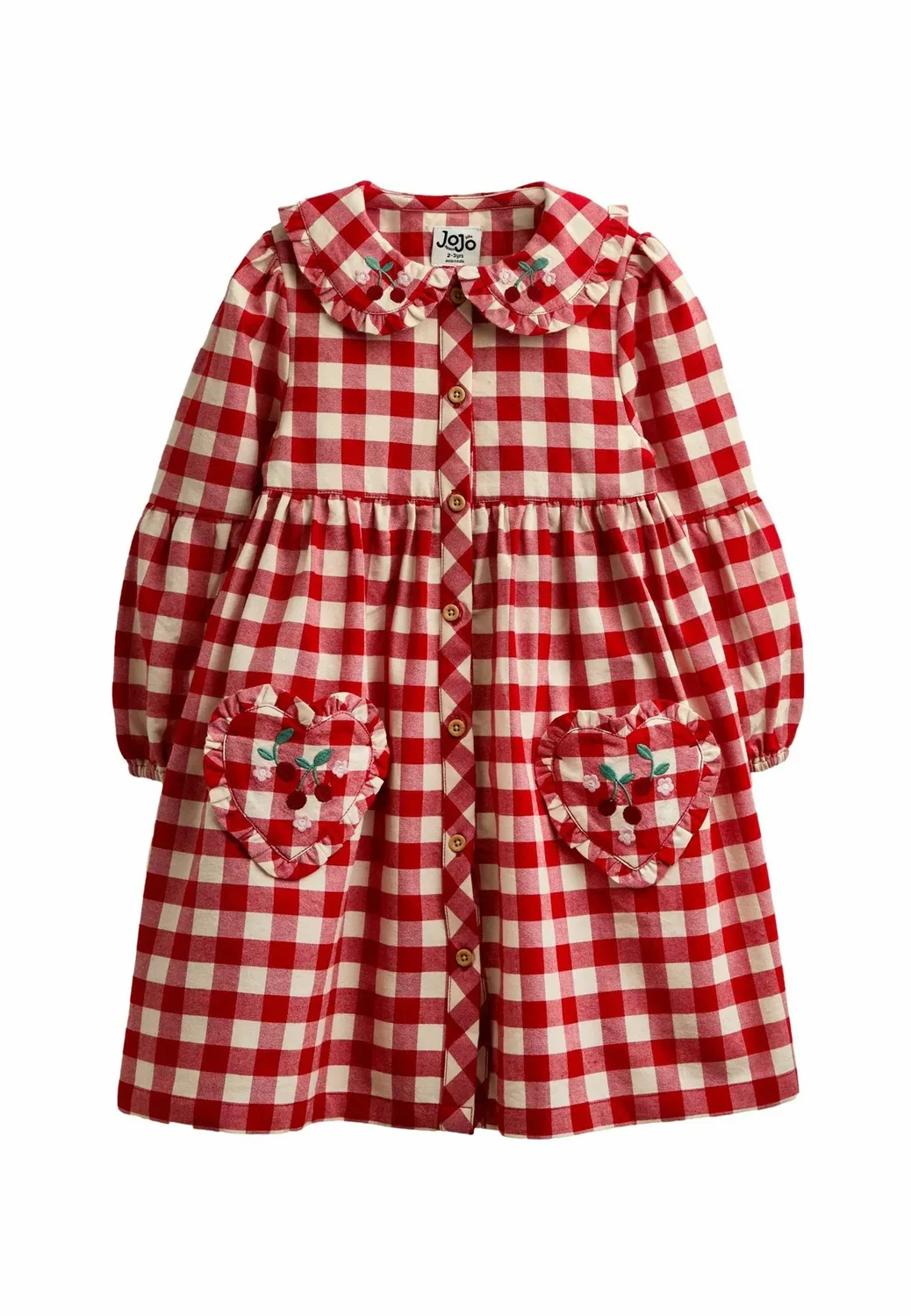 Платье с карманом в форме сердца - платье-рубашка Jojo Maman Bébé, Red Gingham
