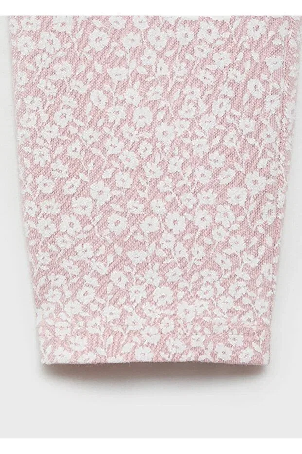 Детские леггинсы для девочек с цветочным принтом Mango Baby, Pink — фото 4