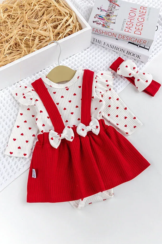 Детское платье для девочек хлопковое комплект из 3 предметов Babymod, Red