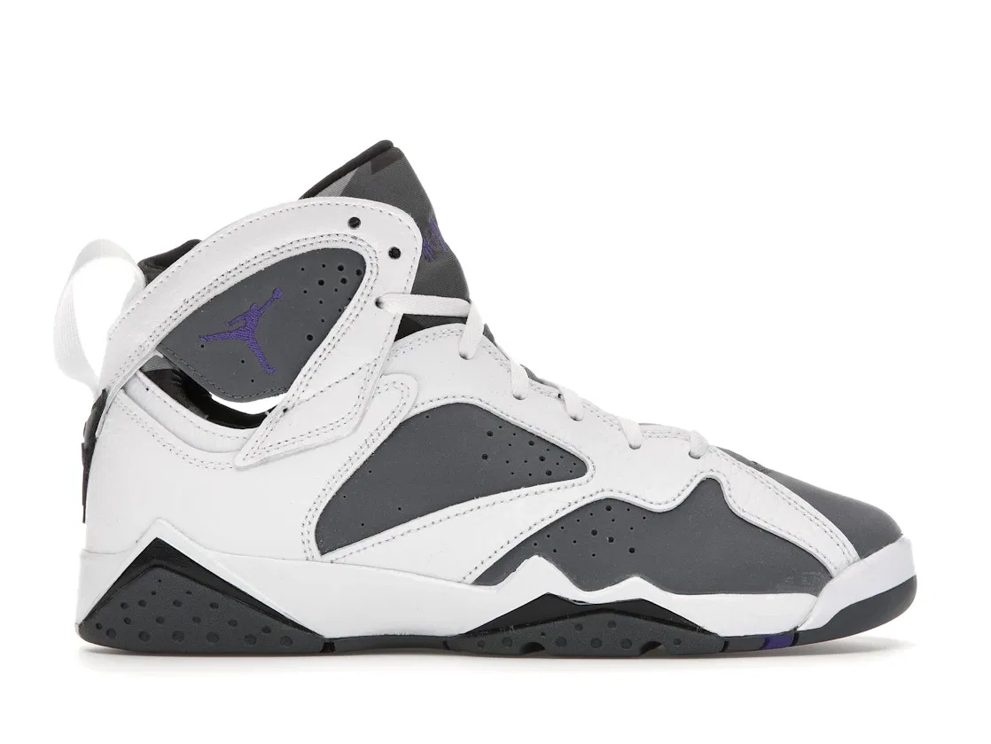 Детские кроссовки Lifestyle с принтом Jordan 7 Retro Jordan, White/Flint Grey-Black-Varsity Purple