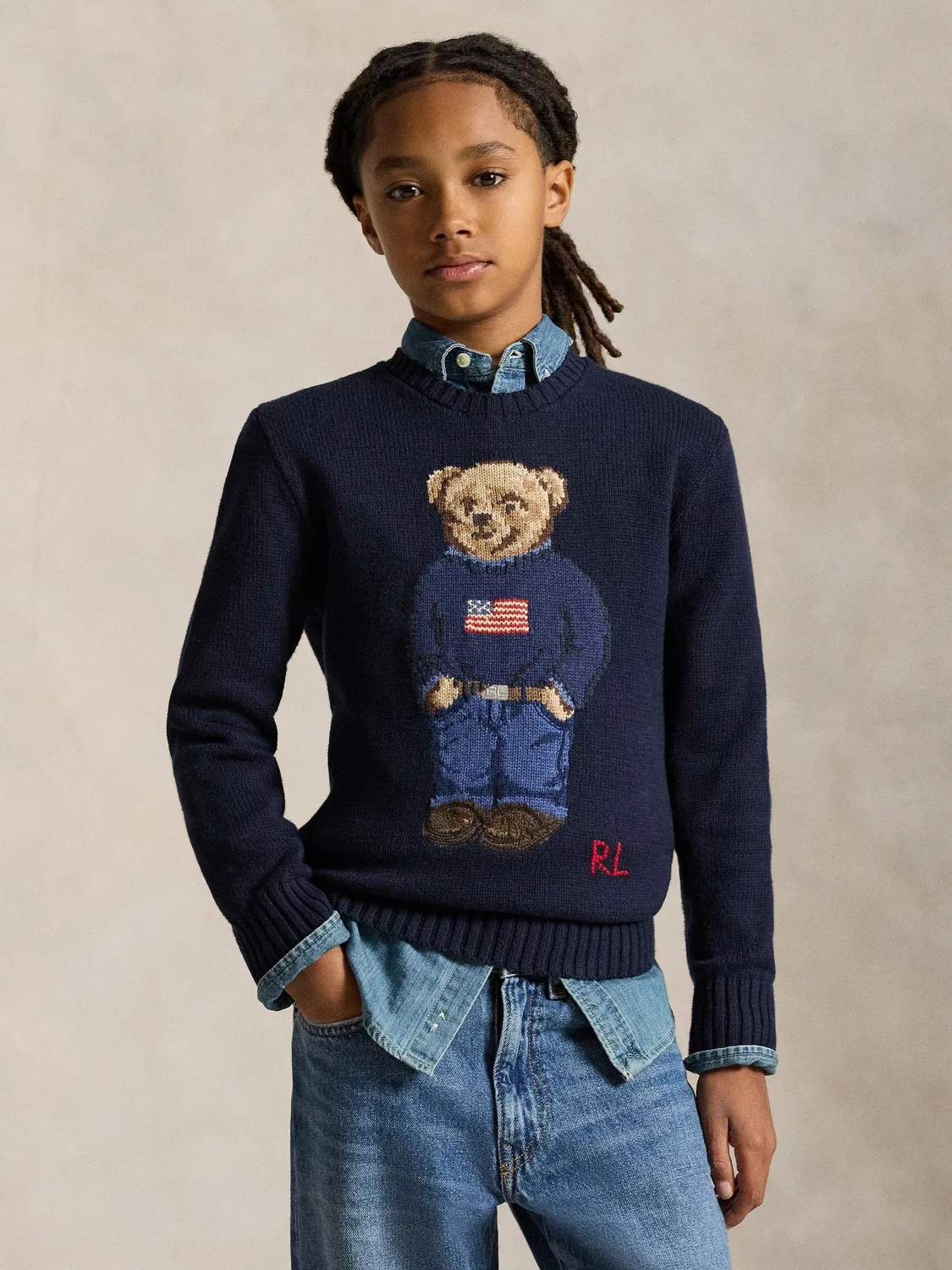 Синий джемпер с рисунком Polo Ralph Lauren Polo Bear
