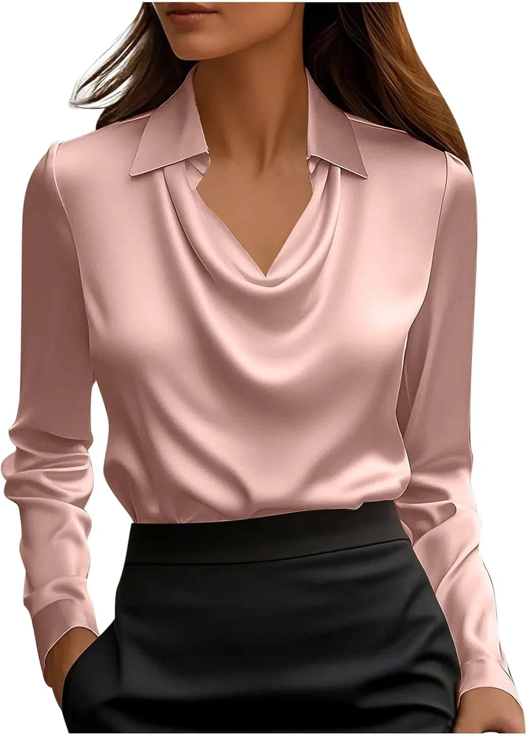 Женская шелковая блуза с драпировкой Pelang, Pink