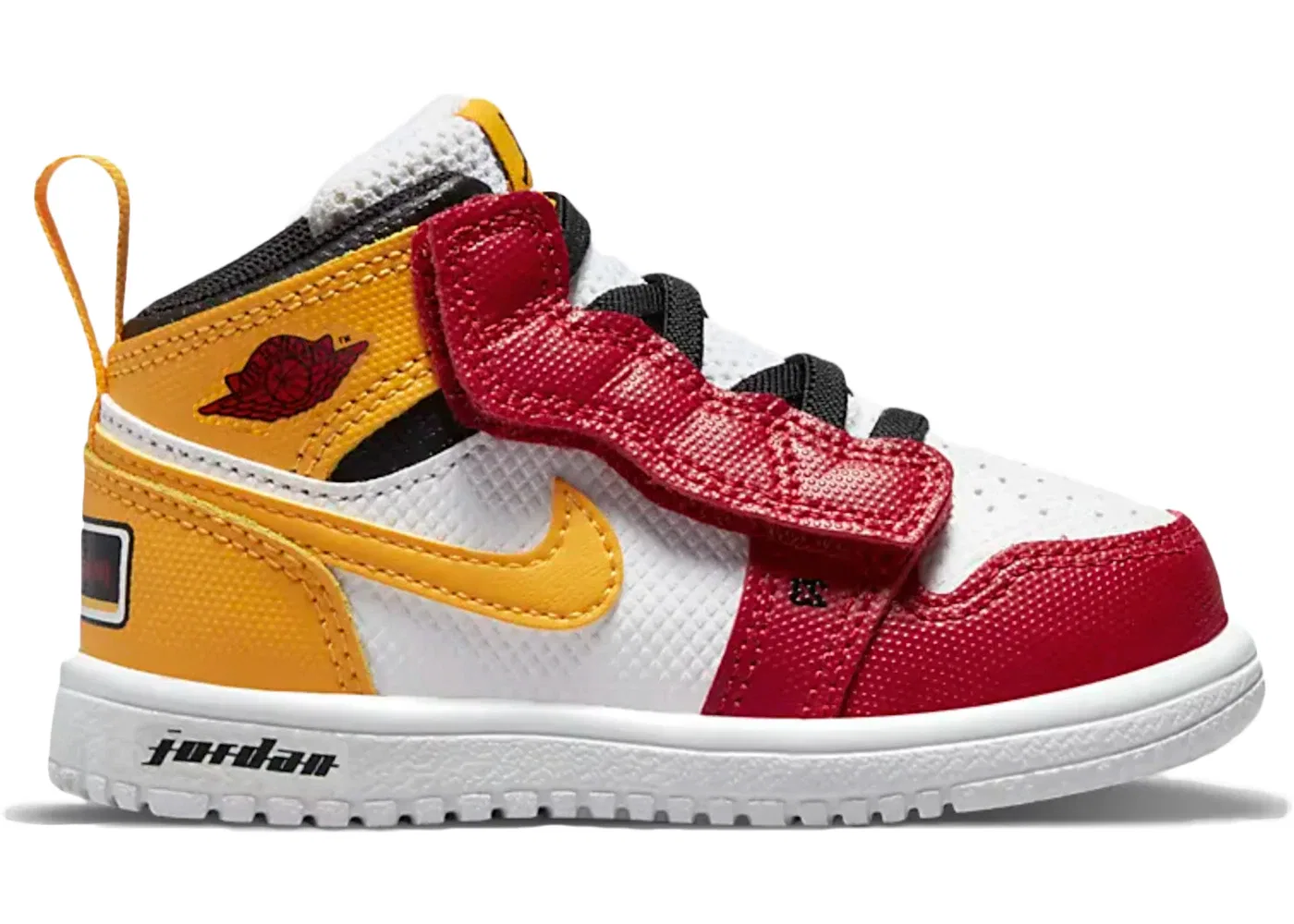 Детские кроссовки с высоким берцем Jordan 1 Mid Alt Jordan White/University Red/Gold