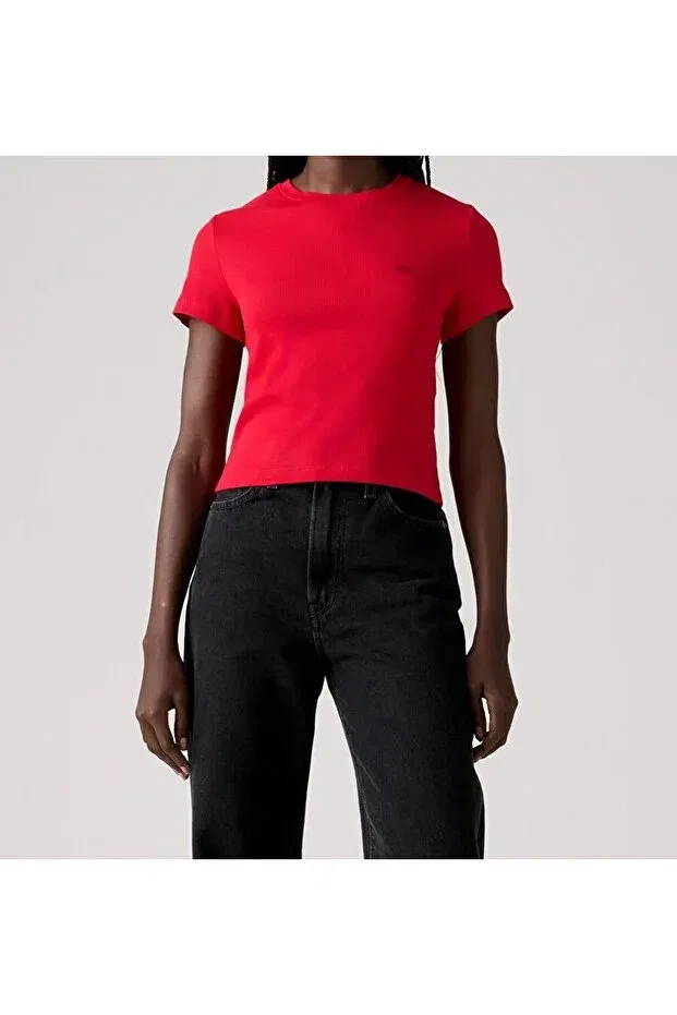 Женская хлопковая футболка с коротким рукавом Levi'S, Red — фото 3