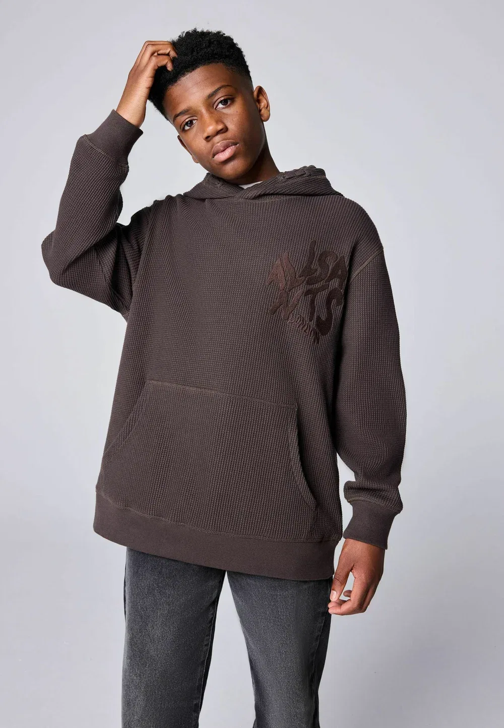 Худи с вафельной текстурой, стандартного кроя - модель Orlando Oversized Pullover Smallsaints, Brown