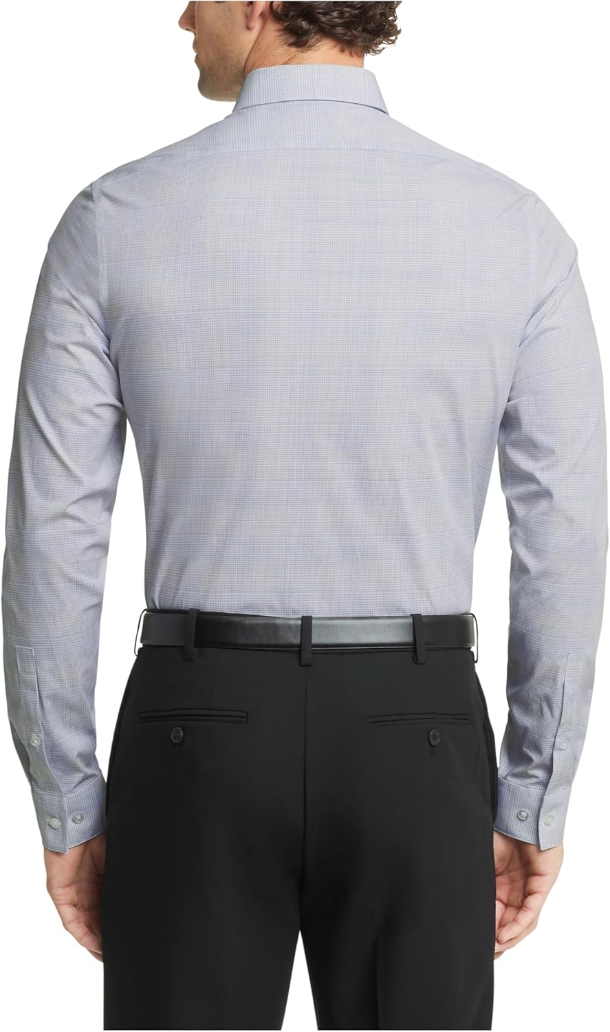 Мужская рубашка Calvin Klein Slim Fit с французскими манжетами, не требующими глажки, с узором «елочка», Persian Blue — фото 2