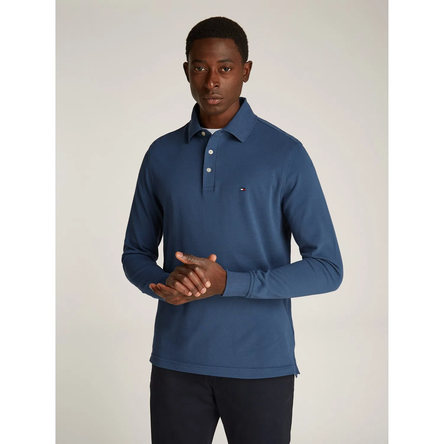 Мужское поло с длинным рукавом 1985 Slim Tommy Hilfiger, Aegean Sea