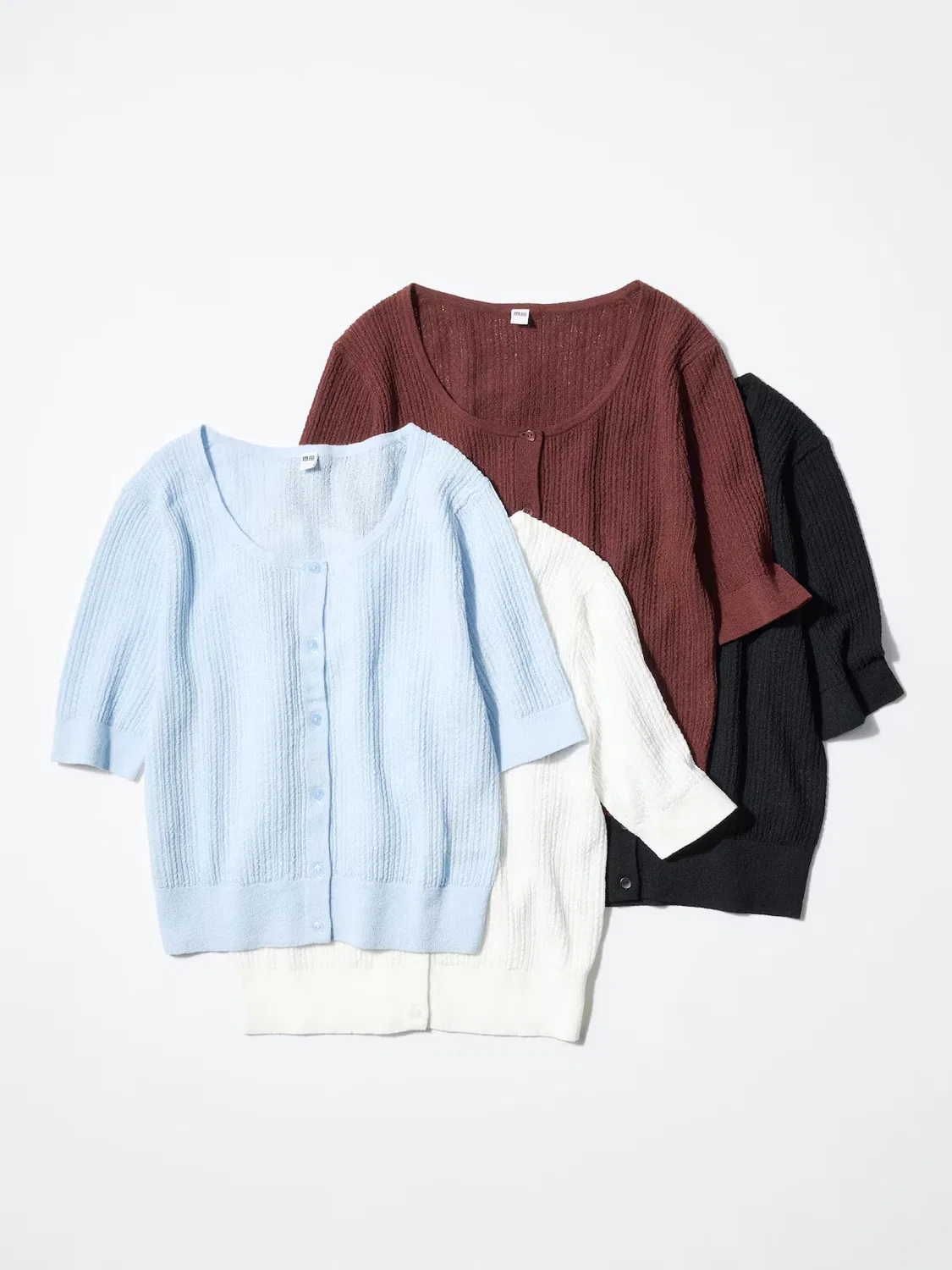 Кардиган Uniqlo, кружевной, прозрачный, с круглым вырезом, зеленый — фото 3