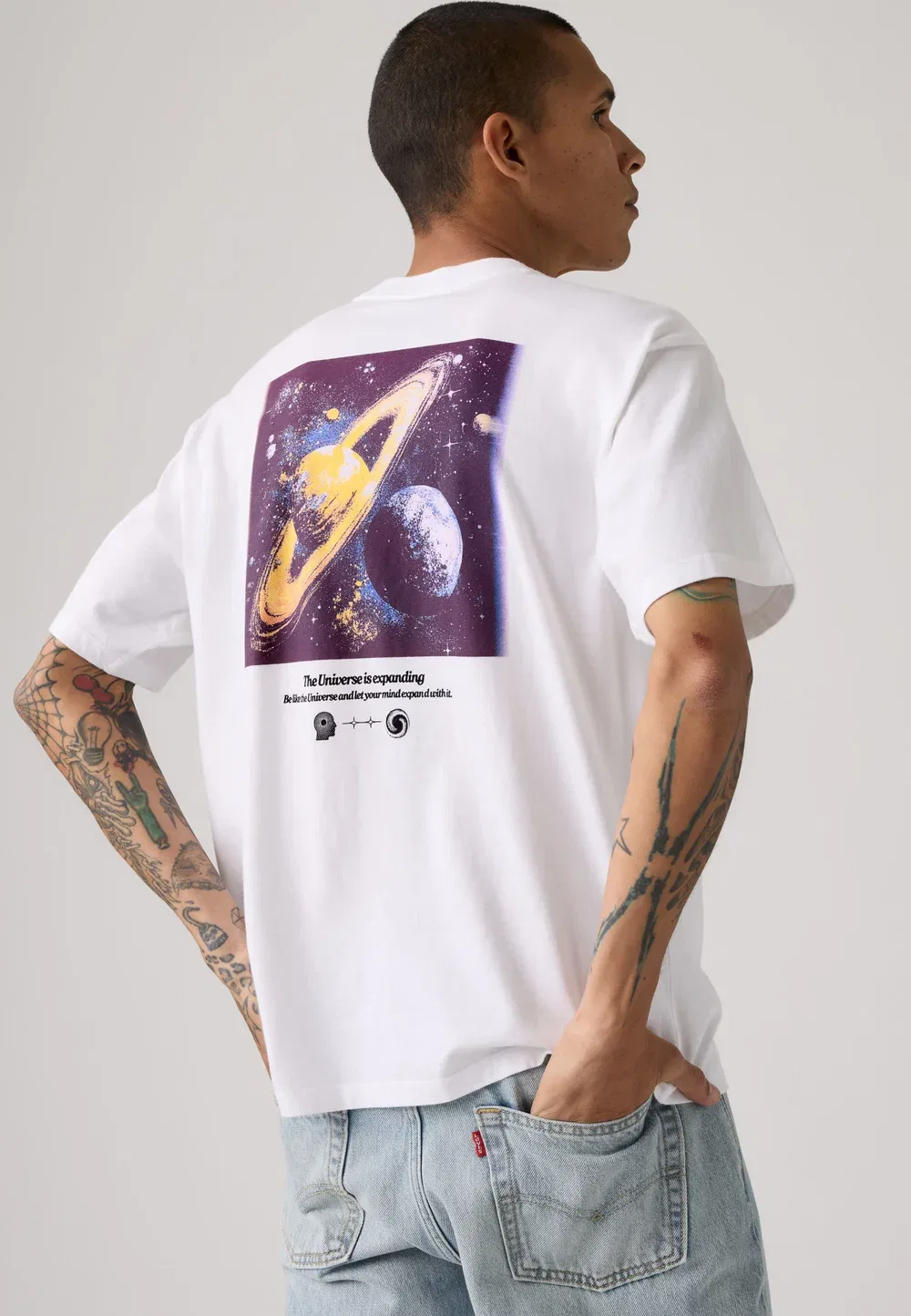 Футболка с винтажным принтом - футболка с графическим рисунком Levi'S, Outter Space White Plus — фото 3