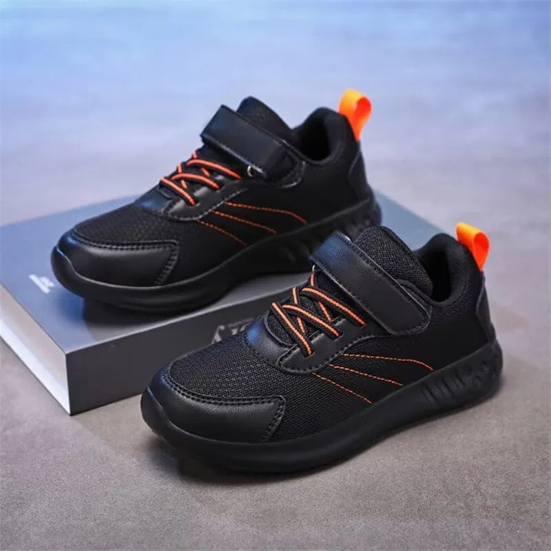 Детские кроссовки для мальчиков с дышащей сеткой Zonkacen, Black Orange — фото 4