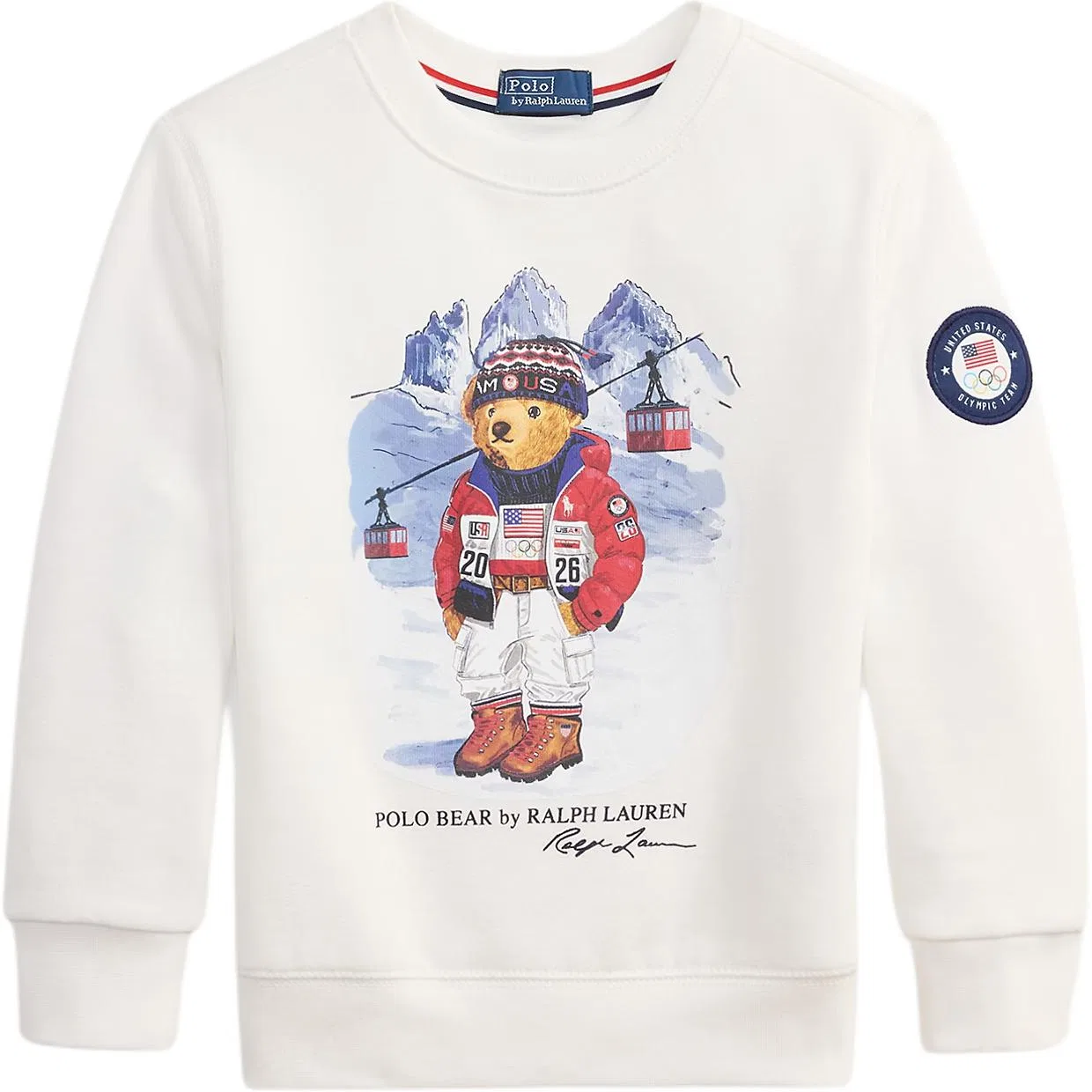 Детская толстовка с принтом Polo Bear Модель SS26 Polo Ralph Lauren, White
