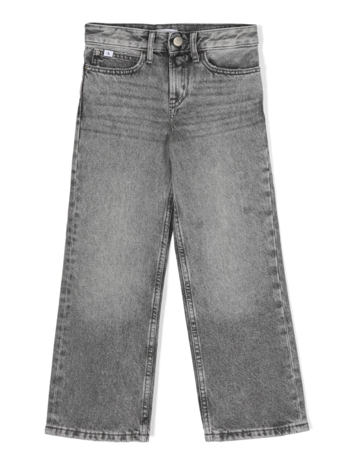 

Прямые джинсы средней посадки Calvin Klein Kids, серый