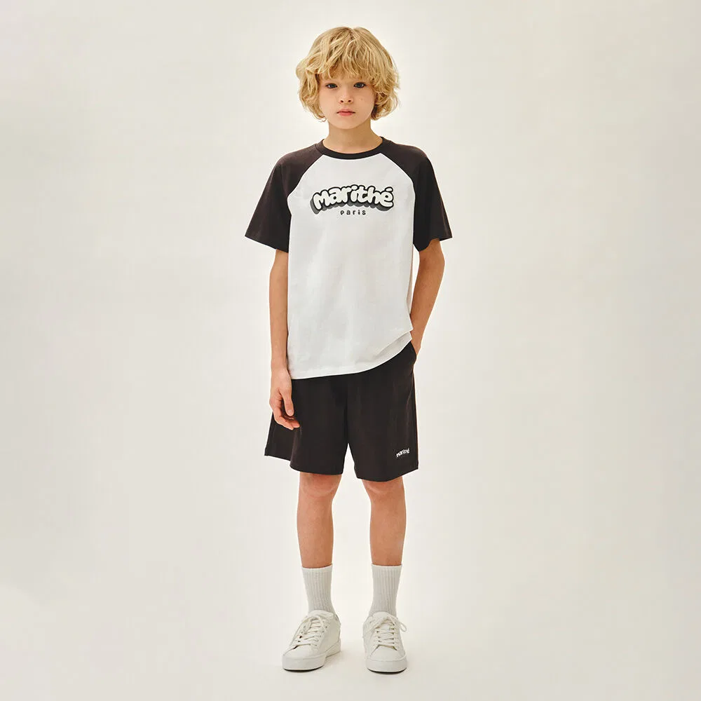 Детский комплект Kids Raglan Tee + Shorts угольный от Marithé Kids
