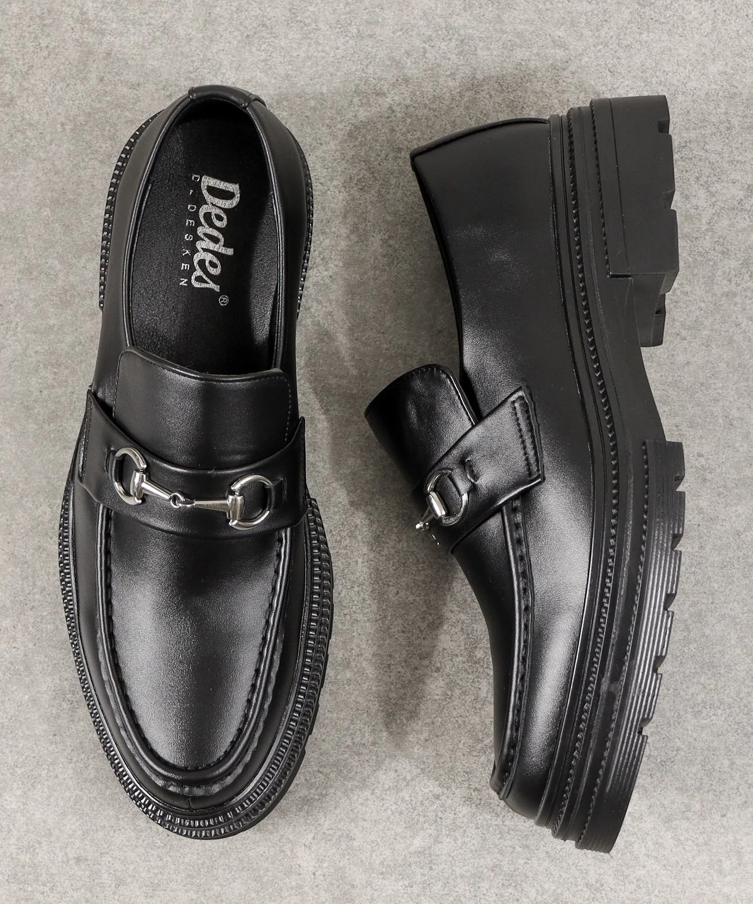 Мужские лоферы с высоким каблуком 4.5 см Bit Loafer Dedes черные — фото 3