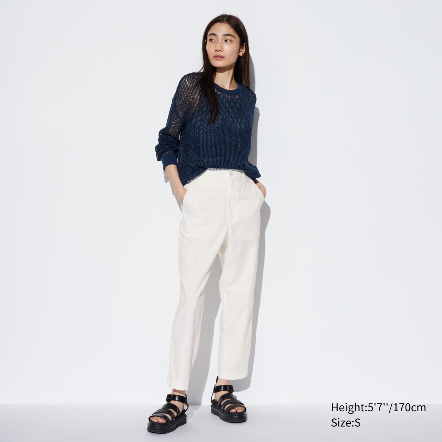 

Зауженные брюки из смеси льна и хлопка UNIQLO, белый
