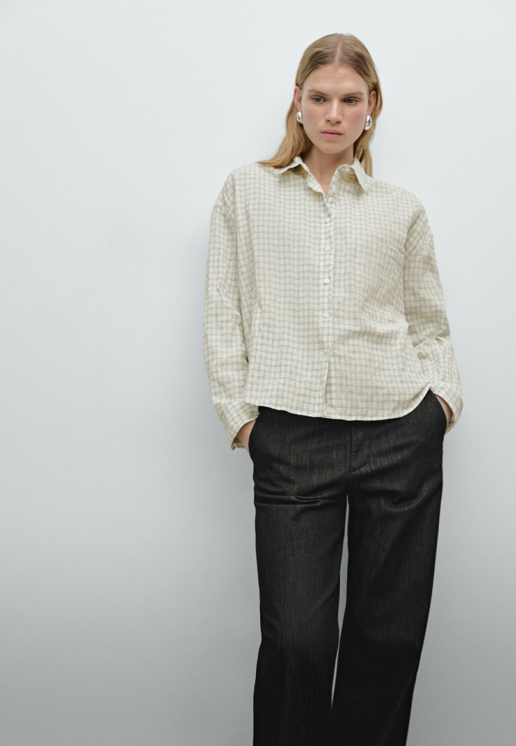 

Блузка на пуговицах Massimo Dutti, белый