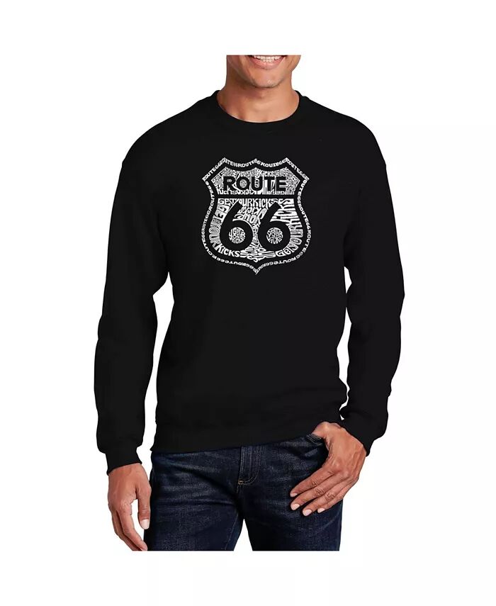 

Мужская толстовка Word Art Get Your Kicks On Route 66 с круглым вырезом LA Pop Art, черный