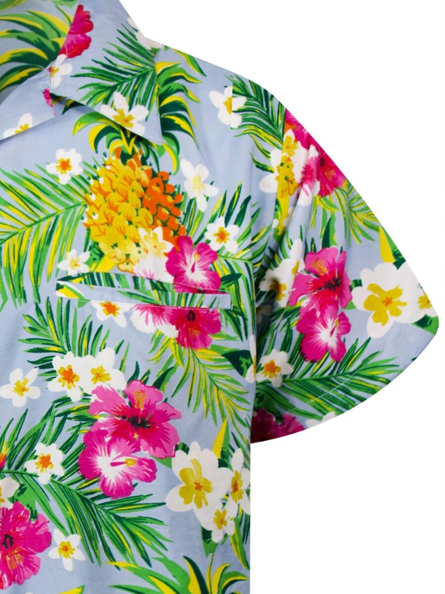 Рубашка на пуговицах классического кроя King Kameha Pineapple Flowers, светло-голубой — фото 4