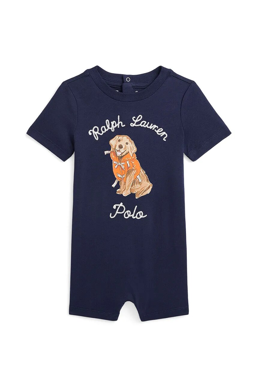 

Детский хлопковый комбинезон Polo Ralph Lauren, темно-синий