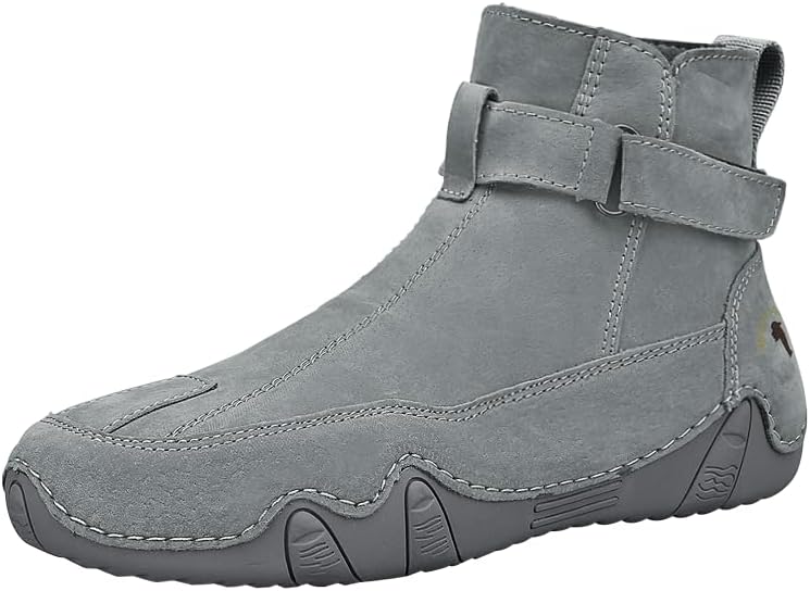 

Мужские ковбойские ботинки - мужские вестерн-ботинки, противоскользящие ботинки с квадратным носком и высокой голенью, прочные модные ретро-классические короткие ботинки, подходят для весны и осени Hhhchpm, серый