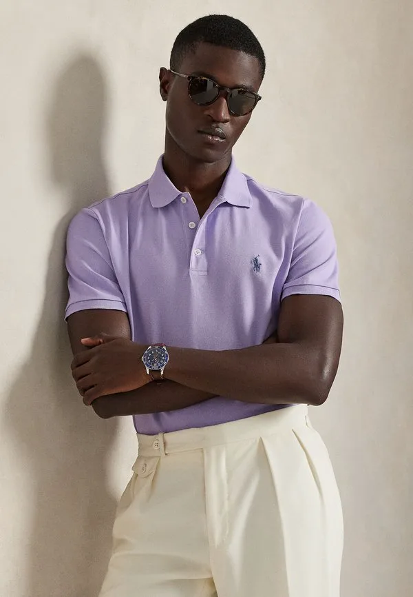 Футболка-Поло приталенного кроя из эластичной сетки Polo Ralph Lauren, Powder Purple — фото 4